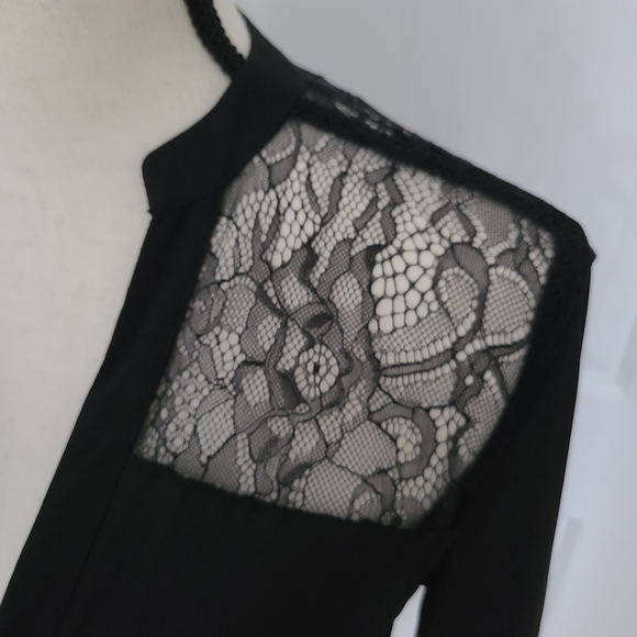 NWOT Long Tall Sally Tall Black Lace Women's Button Down Blouse - Picture 2 of 8